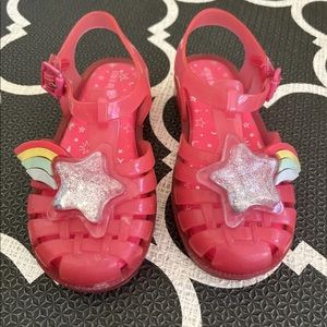 Mini Melissa Girls Jelly Rainbow Red Possession Sandals Shooting Star size 10